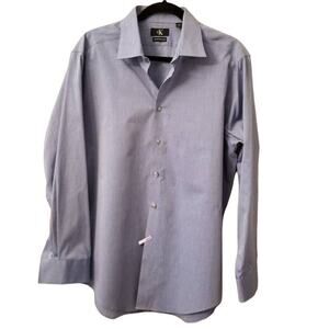 CALVIN KLEIN Long-Sleeve Button-Up Fine Pin Striped Dress Shirt Size XL Slim Fit